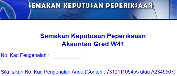 Keputusan Peperiksaan Akauntan W41 2014