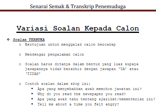 Rahsia Sulit - Transkrip Penemuduga - Rujukan Kerjaya 